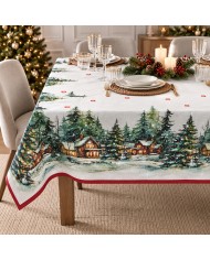 Tovaglia 6 posti Natale 100% cotone Tessitura di Arconate dis. 3