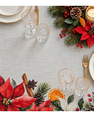 Tovaglia 6 posti Natale 100% cotone Tessitura di Arconate dis. 1