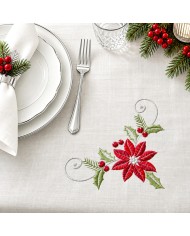 Tovaglia con tovaglioli 12 posti ricamata Natale art. 3886 Silver