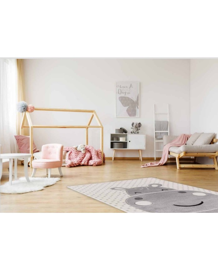 Tappeto per bambini Hippo Rosa 120x170