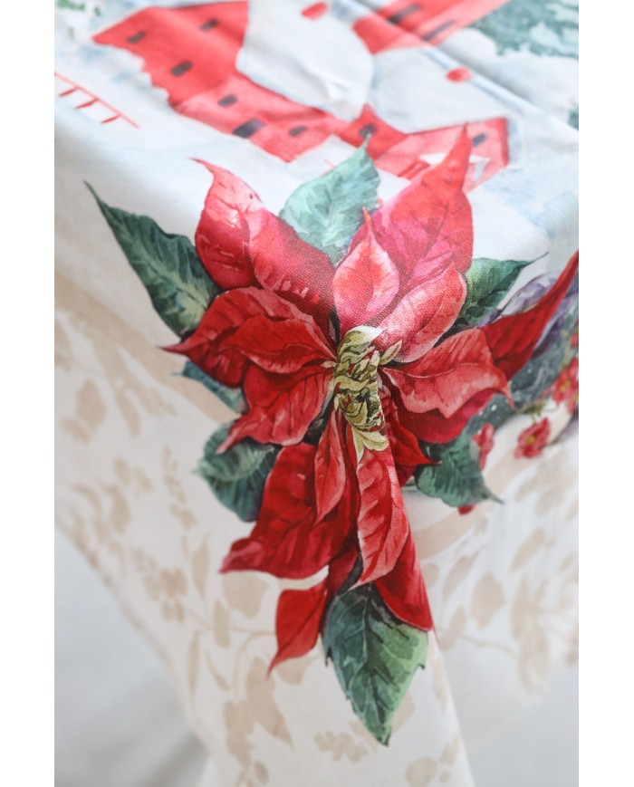 Tovaglia Natale 6 posti 100% cotone panama Stella Mon Amour