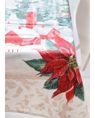 Tovaglia Natale 6 posti 100% cotone panama Stella Mon Amour
