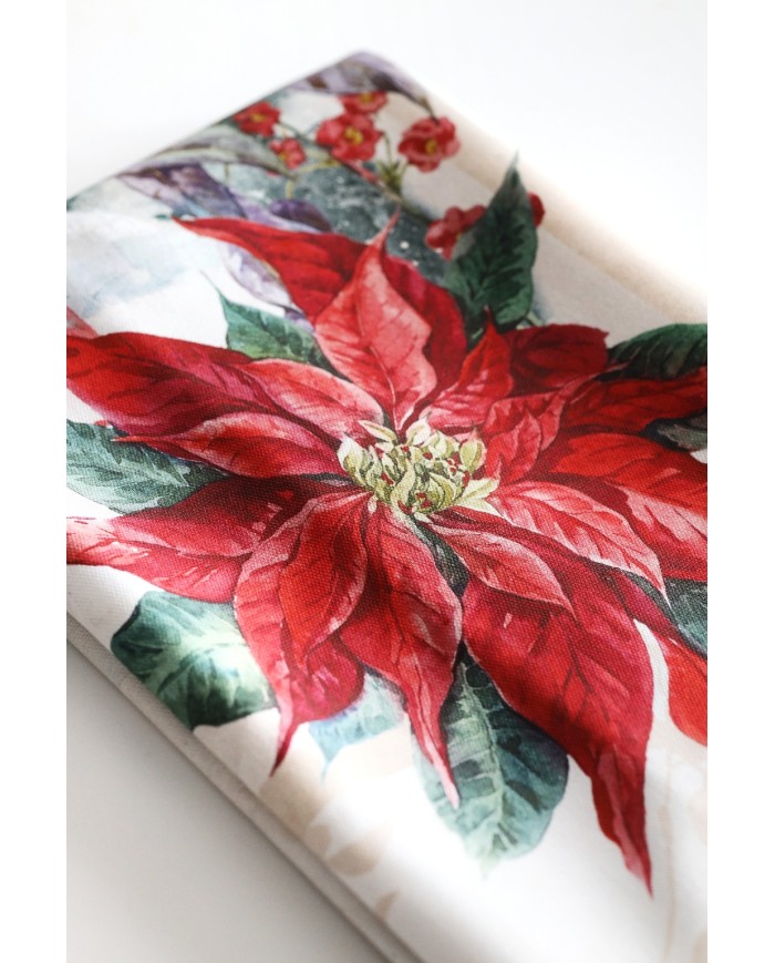 Tovaglia Natale 6 posti 100% cotone panama Stella Mon Amour