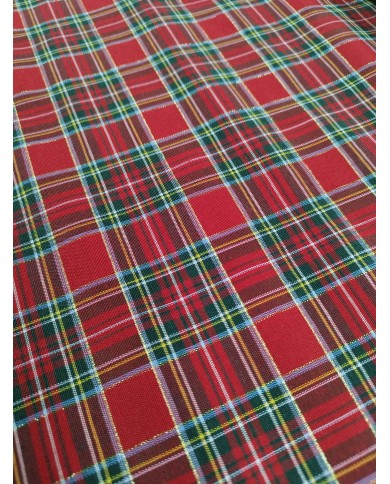 Tessuto Tartan scozzese al metro altezza 330cm Rosso con Lurex