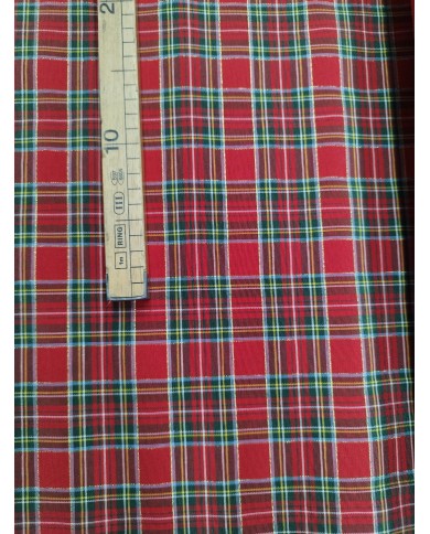 Tessuto Tartan scozzese al metro altezza 330cm Rosso con Lurex