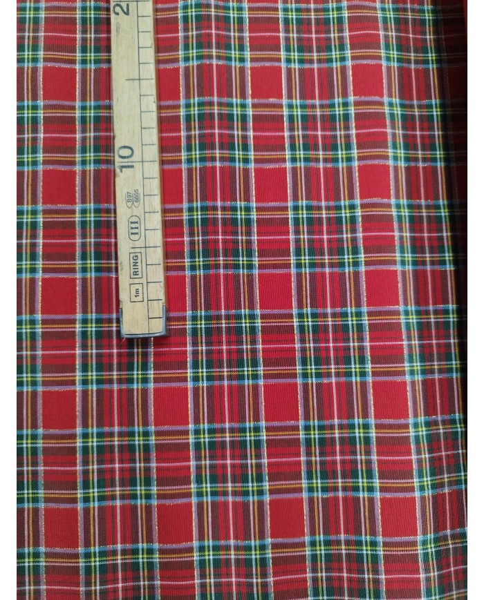 Tessuto Tartan scozzese al metro altezza 330cm Rosso con Lurex
