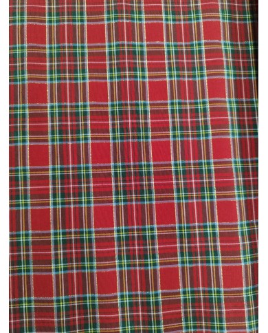 Tessuto Tartan scozzese al metro altezza 330cm Rosso con Lurex