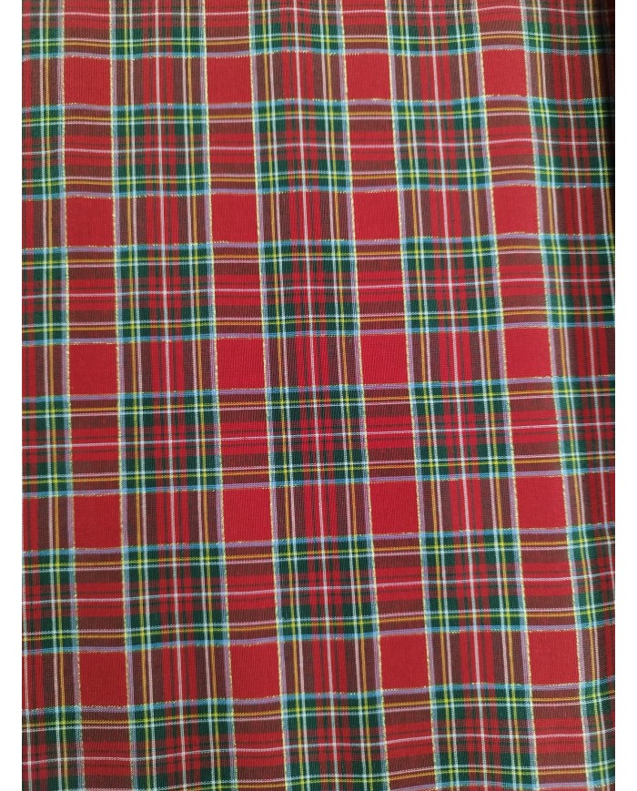 Tessuto Tartan scozzese al metro altezza 330cm Rosso con Lurex
