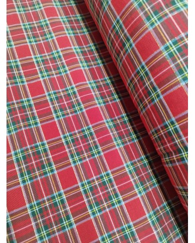 Tessuto Tartan scozzese al metro altezza 330cm Rosso con Lurex
