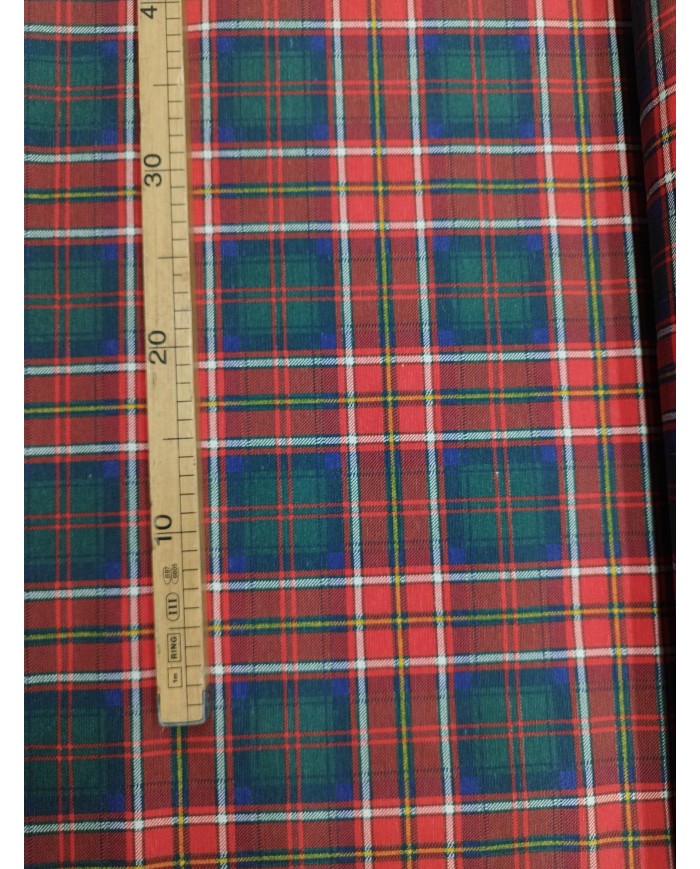 Tessuto Tartan scozzese al metro altezza 280cm Rosso Verde