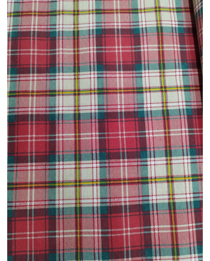 Tessuto Tartan scozzese al metro altezza 280cm Rosso Panna