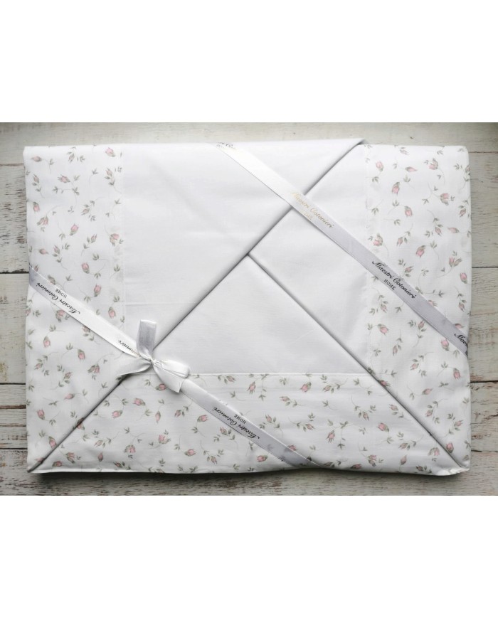 Completo lenzuola matrimoniali in puro cotone Maestri Cotonieri primavera bocciolo