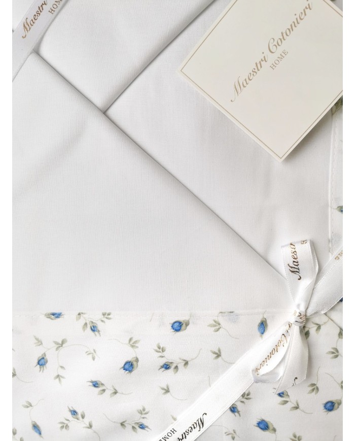 Completo lenzuola matrimoniali in puro cotone Maestri Cotonieri primavera bocciolo
