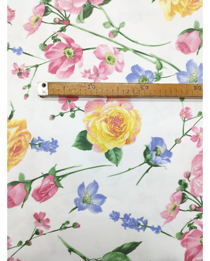 Tessuto raso stampato floreale al metro altezza 280 art. Lepanto