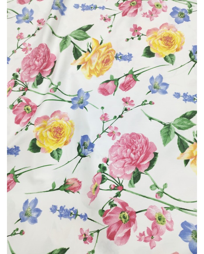 Tessuto raso stampato floreale al metro altezza 280 art. Lepanto