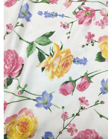 Tessuto raso stampato floreale al metro altezza 280 art. Lepanto