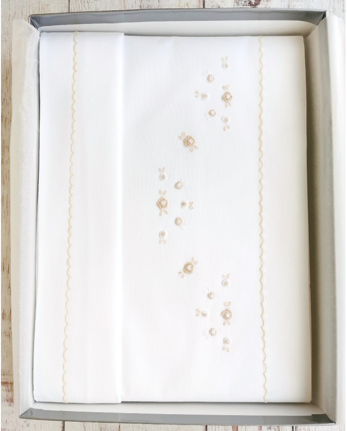 Completo lenzuola culla passeggino ricamato a mano Elite pour le Bebè 45172