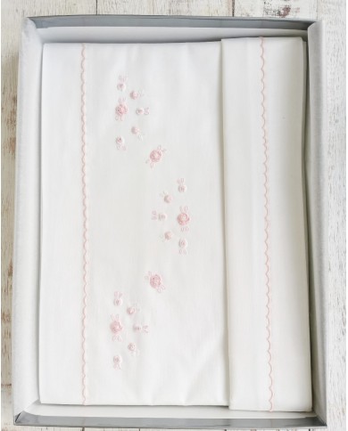 Completo lenzuola culla passeggino ricamato a mano Elite pour le Bebè 45172