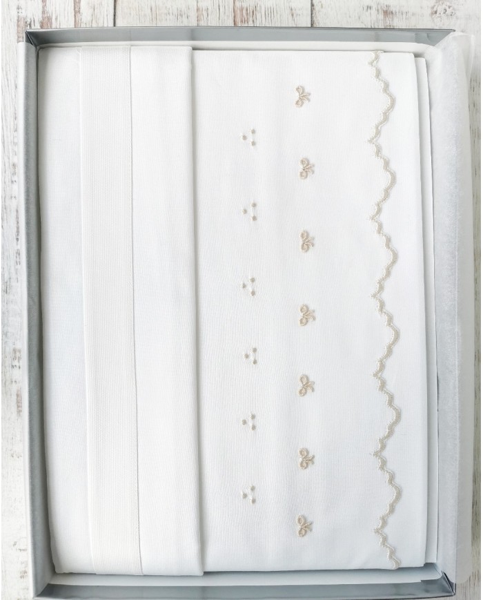 Completo lenzuola culla lettino ricamato a mano Elite pour le Bebè