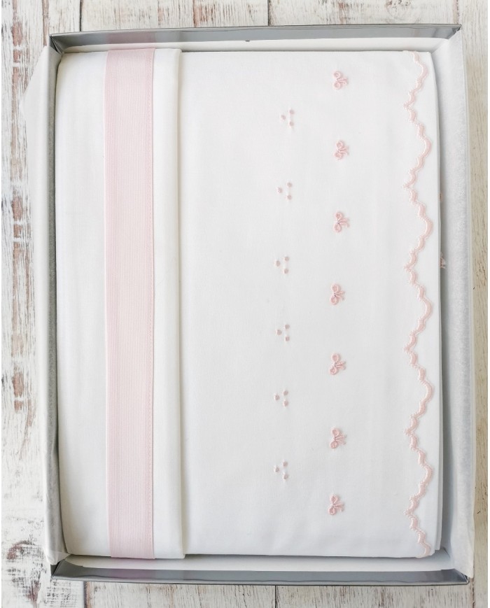 Completo lenzuola culla lettino ricamato a mano Elite pour le Bebè