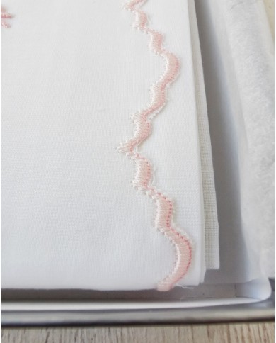 Completo lenzuola culla lettino ricamato a mano Elite pour le Bebè