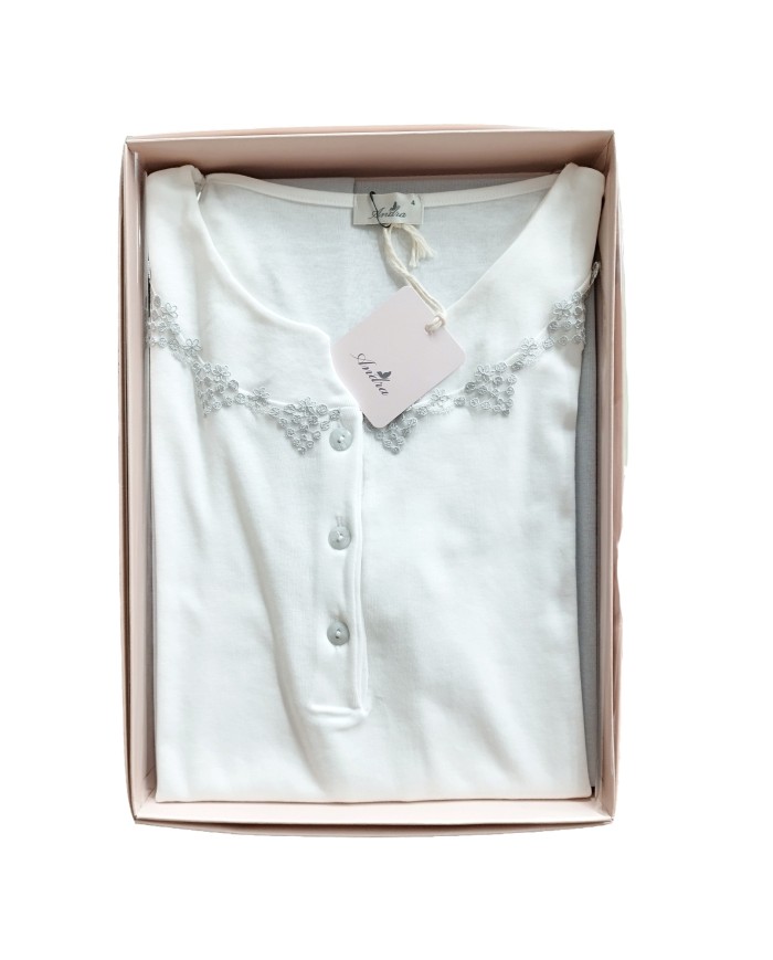 Pigiama Donna serafino manica lunga 100% Cotone Andra 9244