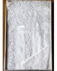 Tris in lino: copriletto, lenzuola e tovaglia Burano Maison Prestige Bianco