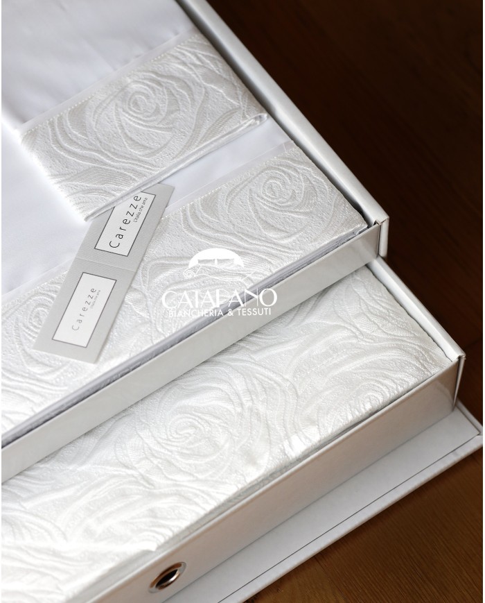 Coordinato Copriletto e Completo lenzuola in puro cotone By Carezze art Raquel
