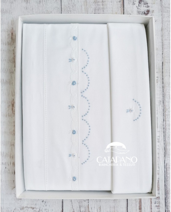 Completo lenzuola culla lettino ricamato a mano Elite pour le Bebè 85346