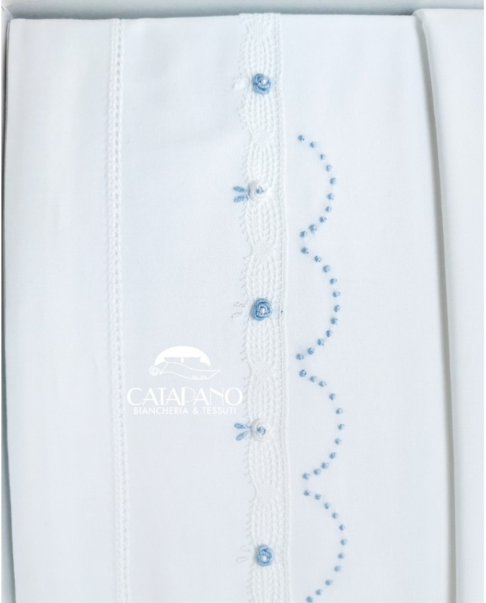 Completo lenzuola culla lettino ricamato a mano Elite pour le Bebè 85346