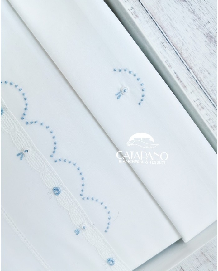 Completo lenzuola culla lettino ricamato a mano Elite pour le Bebè 85346