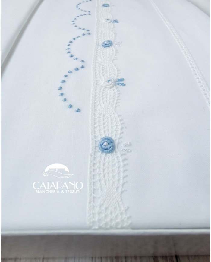 Completo lenzuola culla lettino ricamato a mano Elite pour le Bebè 85346