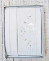 Completo lenzuola culla lettino ricamato a mano Elite pour le Bebè 85172