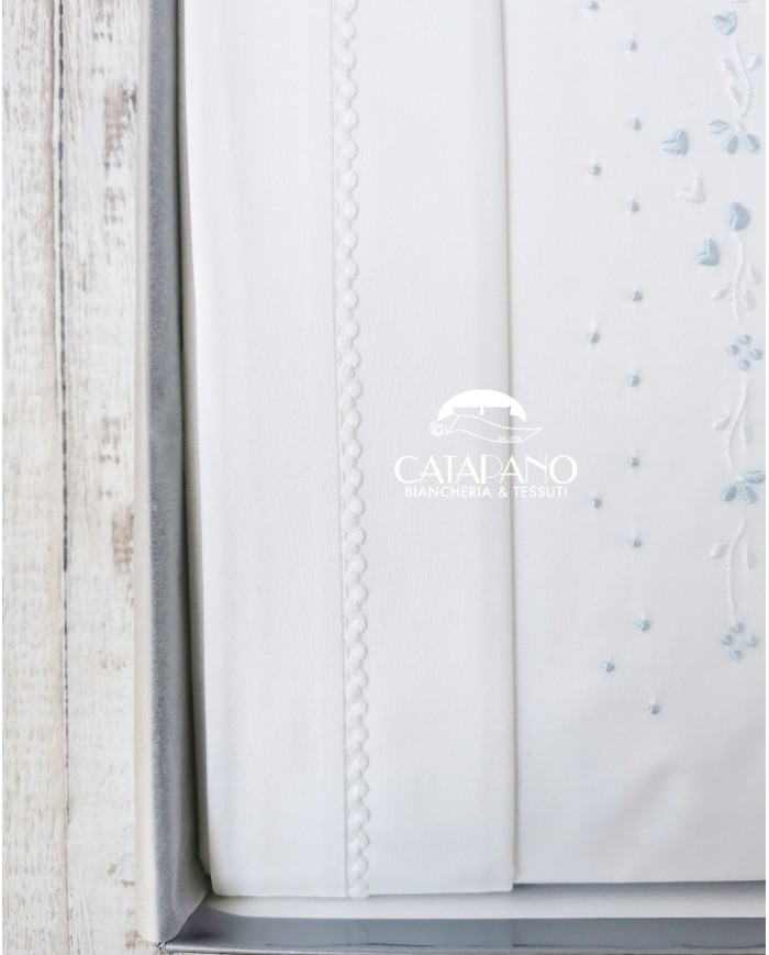 Completo lenzuola culla passeggino ricamato a mano Elite pour le Bebè 45348