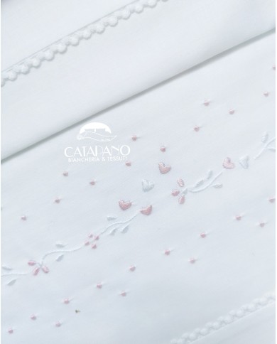 Completo lenzuola culla passeggino ricamato a mano Elite pour le Bebè 45348