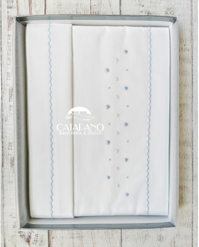 Completo lenzuola culla passeggino ricamato a mano Elite pour le Bebè 45243